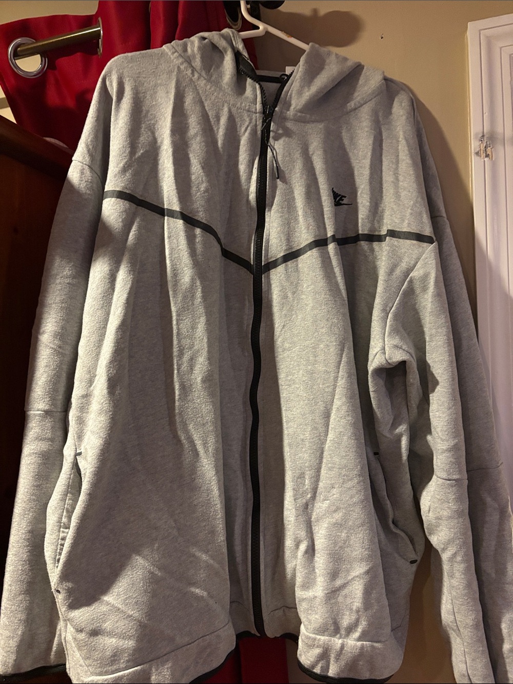Nike Light Gray Zip-Up Hoodie with Black Trim
